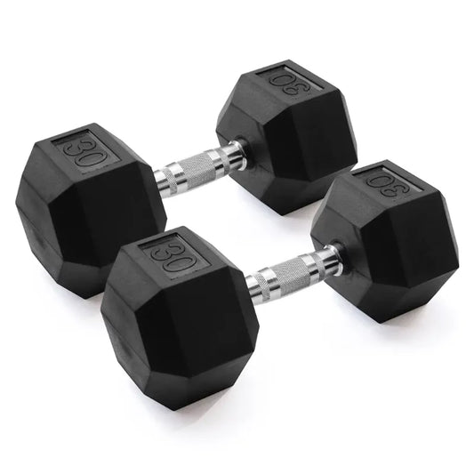 30lb Rubber Hex Dumbbell, Pair weights